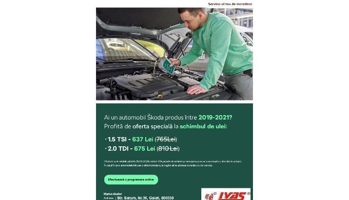 Ai un automobil Škoda produs între 2019-2021? Profita acum!